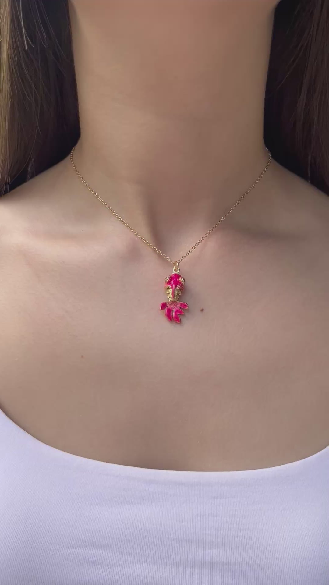 Fish enamel choker necklace, 18k gold plated