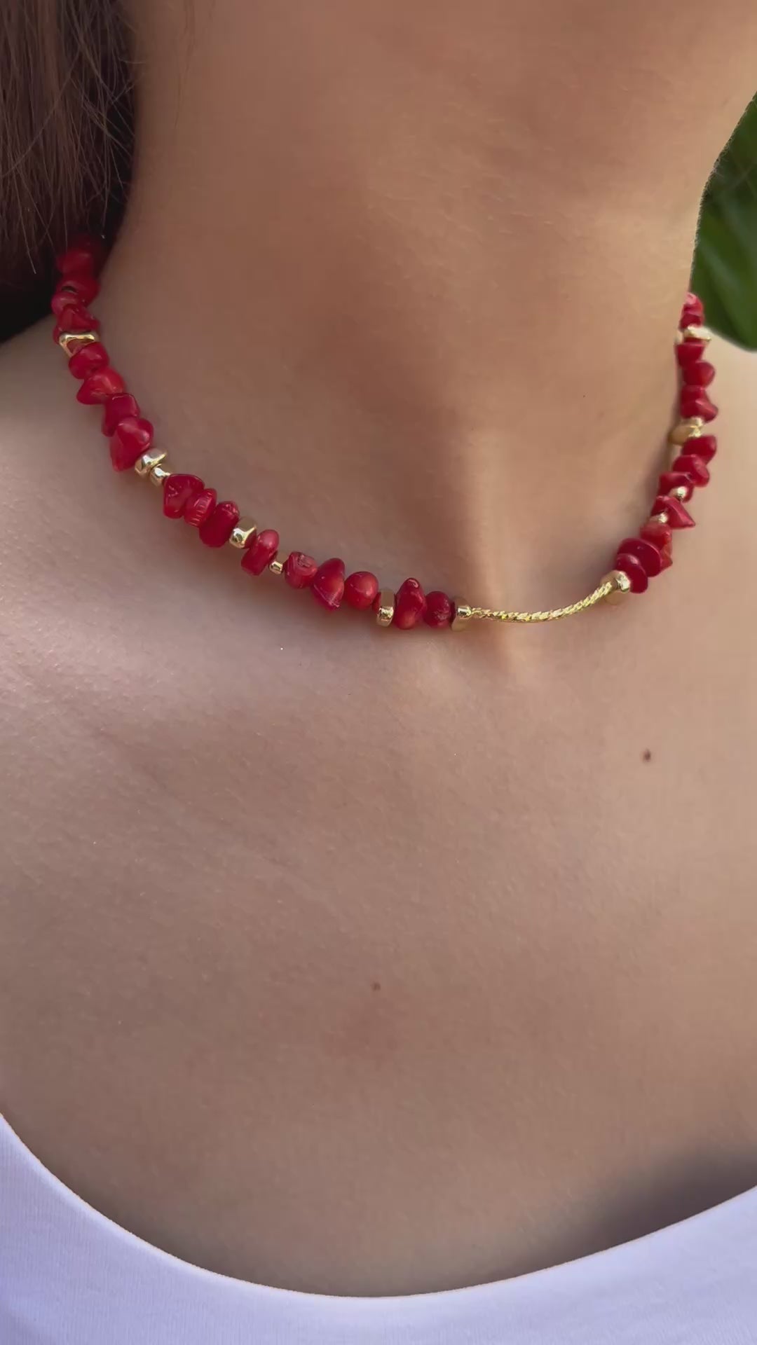 Natural Shell Bead Necklace with 24K Gold-Plated Tube – 4 Colors