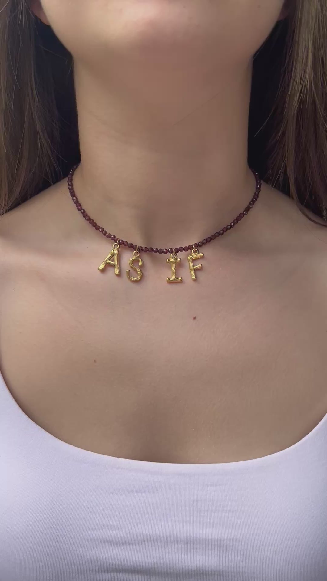Natural Garnet choker with 18gold pendants AS IF