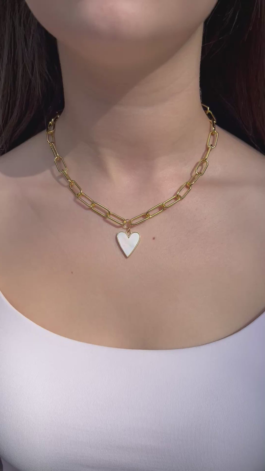18K Gold Chunky Chain Necklace with heart