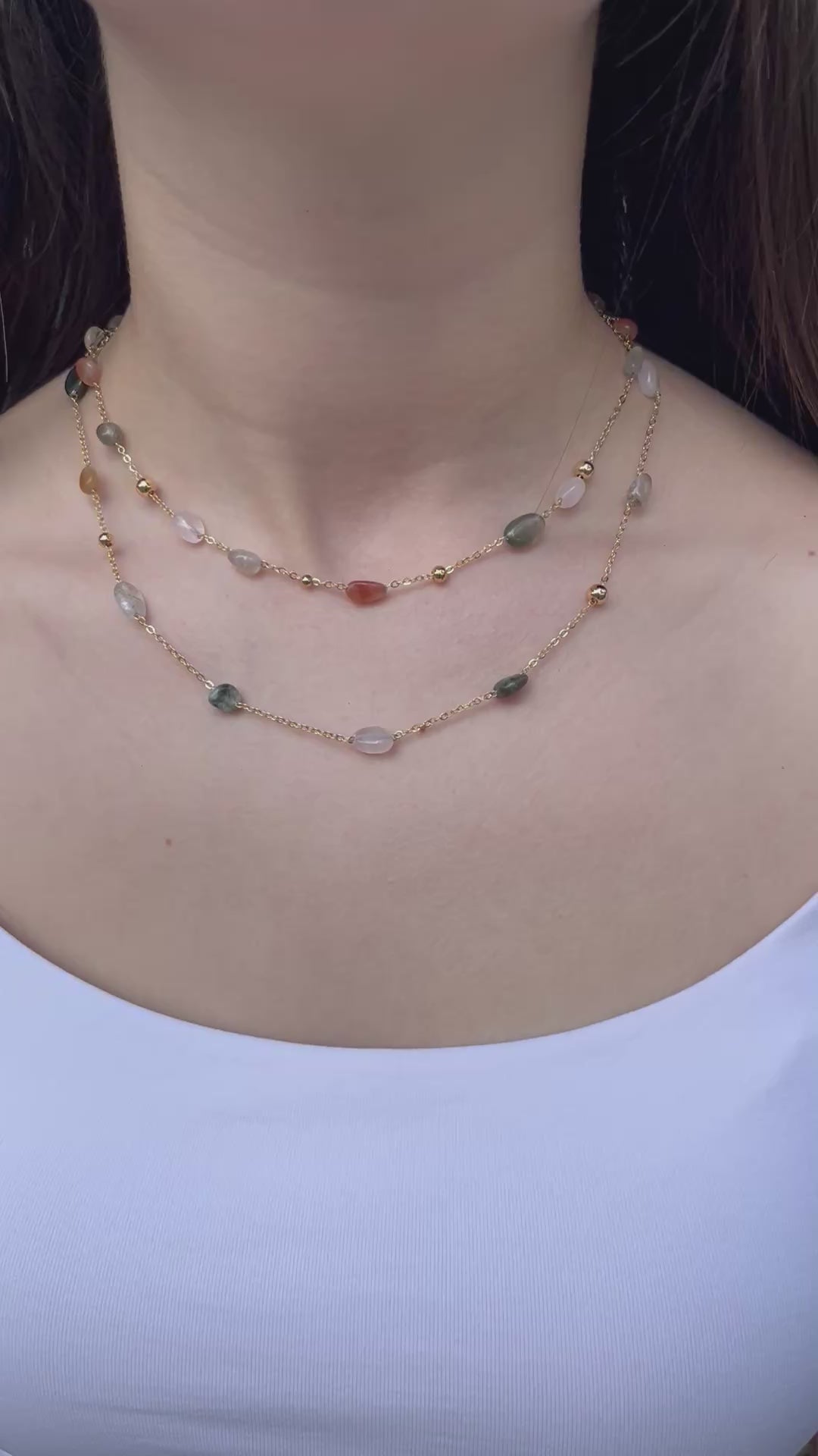 Layered Rutilated Quartz Necklace: 18K Gold Plated Chain